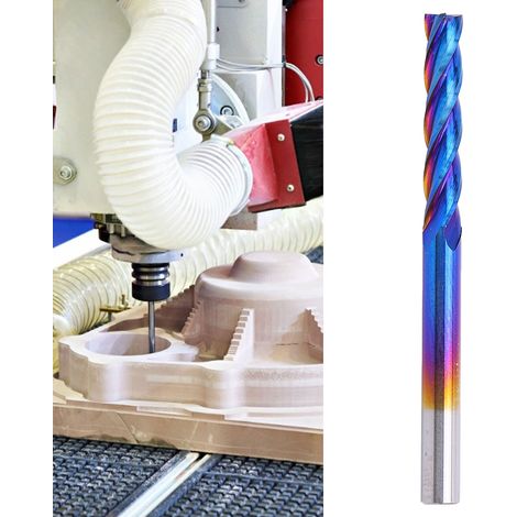 Fraise à bout plat à 4 dents, acier au tungstène, fraise CNC à revêtement bleu, 3,1753,17517 mm. (1/5)