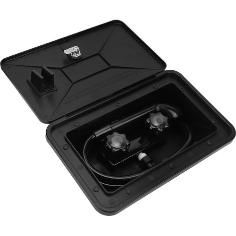 Kit Boîte de Douche Externe ABS Noir avec 2 Clés, Accessoire Camping-Car Caravane Fourgon (1/5)