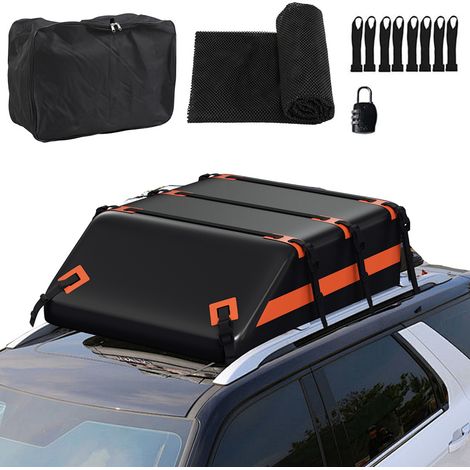 Randaco Bolsa de techo coche 550L 132x101x42 cm resistente al agua 700D con correas ajustables y base antideslizante