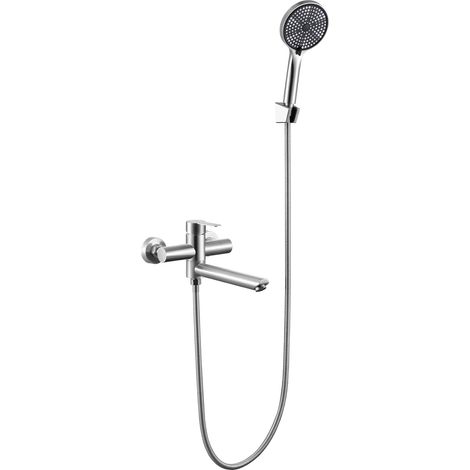 ZMH Robinet de baignoire avec douchette à main - Robinet de douche brossé, Mitigeur levier unique, Robinet salle de bain acier inoxydable, Montage mural