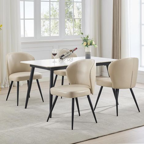 Hoerfuriy – Lot de 4 chaises de salle à manger en cuir synthétique – Dossier incurvé – Pieds en acier – Confort ergonomique – Résistantes jusqu'à 150kg (1/5)