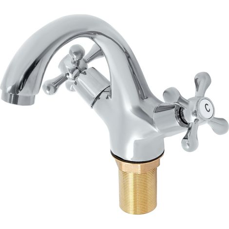 Mitigeur pour vasque - 3/8" - laiton - argenté - 2 poignées (1/5)