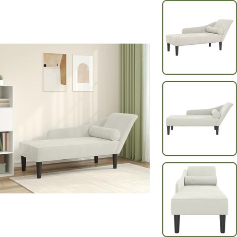 The Living Store Chaise longue avec coussins crème velours - Confort (1/5)
