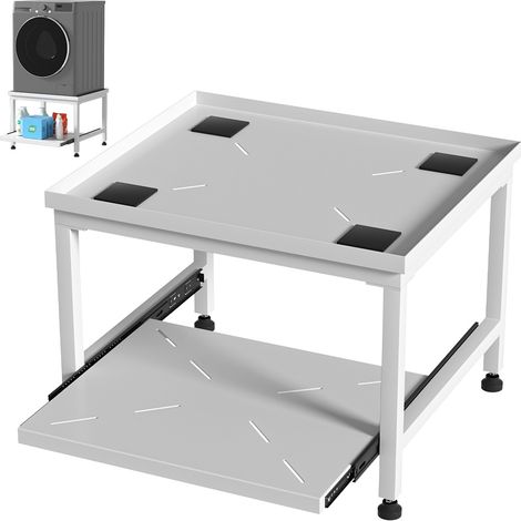 Randaco Base per lavatrice con scaffale Supporti per lavatrice Bianco 63x54x45.5cm