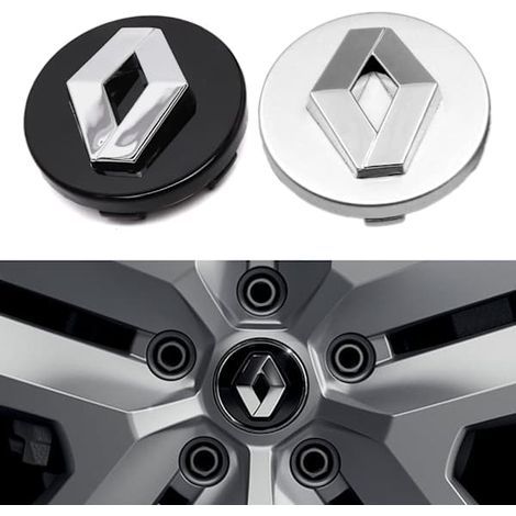 Lot de 4 enjoliveurs Renault / emblème de roue - Voiture 60 mm - Noir (1/5)