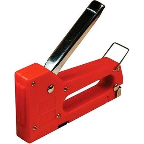 Trade Shop - Grapadora Manual 4-8mm 0.7mm Cromada Con Puntas Para Grapas De Carpintero -
