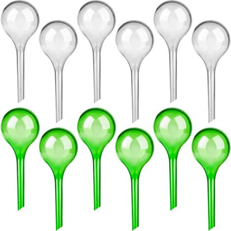 Lot de 12 Petits Globes d'Arrosage en Verre Synthétique pour Plantes d'Intérieur - Bulbes Goute à Goute Arrosage 5,1 cm de Diamètre-Matériel d'Arrosage Automatique en PVC pour Plantes (1/5)