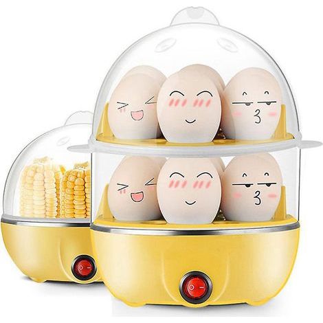 Deluxe-Eierkocher mit Schnellkochfunktion für hartgekochte, pochierte und Rühreier, Omeletts, gedünstetes Gemüse, Fleischbällchen und mehr, Fassungsvermögen für 12 Eier, mit automatischer Abschaltfunk (1/5)