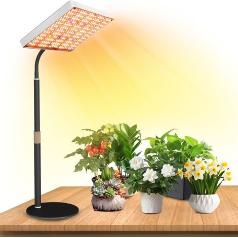 Lampada LED per la crescita delle piante, a spettro completo, dimmerabile con timer da 4/8/12 ore, 10 livelli di luminosità, 3 modalità, ideale per piante da interno e piante di piccole dimensioni [Cl (1/5)