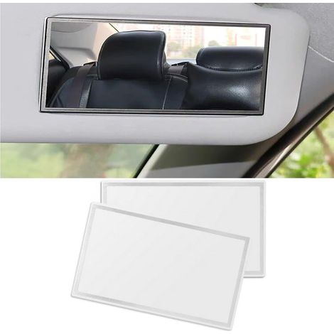 Lot de 2 miroirs à coller pour pare-soleil de voiture, 15 x 8 cm, miroir de maquillage HD, miroir de maquillage universel, pare-soleil intérieur avec miroir adhésif (1/5)
