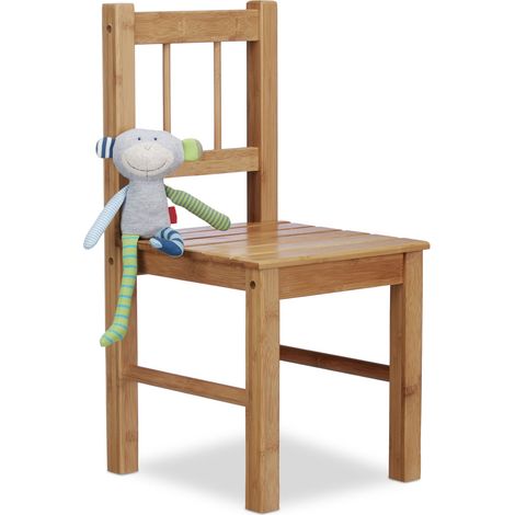 Relaxdays Silla Decorativa de Bambú, 57 x 27 x 29 cm, Sillita para Flores, de Madera, Asiento Infantil, Natural (1/5)