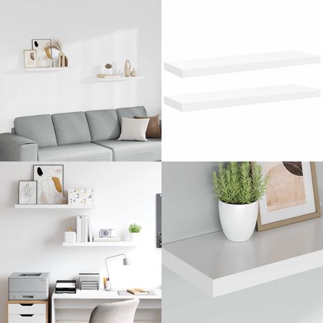 Schweberegale 2 Stk. Weiß 80x23,5x3,8 cm MDF - Schweberegale - Wandregale - Regalset - Weißes Regal - Modernes Regal - Home & Living (1/5)