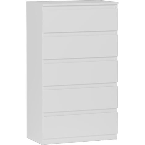Hohe Flurkommode mit Schubladen, Weiß - 70 x 40 x 121 cm - Modern R5