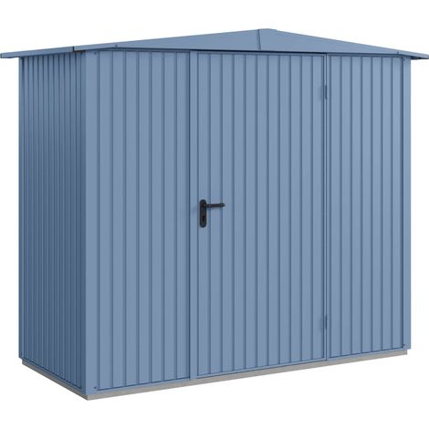 Hörmann Metall-Gerätehaus Berry Classic mit Satteldach Typ 1, 259 x 121 cm, taubenblau, 3,1 m², 1-flüglige Tür (1/5)