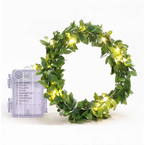 Guirlande lumineuse LED en rotin DIY de 2 mètres, à piles, parfaite pour les fêtes de jardin, les décorations de Noël (piles non incluses) (1/5)