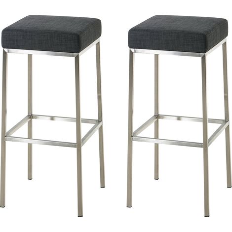 Lot de 2 tabourets de bar avec repose-pieds design simple hauteur 85 cm en tissu gris foncé et acier inoxydable 100004382 (1/5)