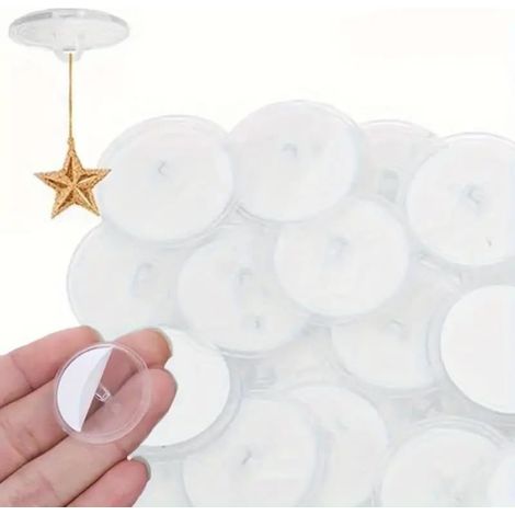 50 Pcs Crochet Plafond Crochet Adhésif 20mm Crochet Plastique sans Percer Crochet Fixation Plafond Crochet Mural Adhesif Crochet Suspension Plafond