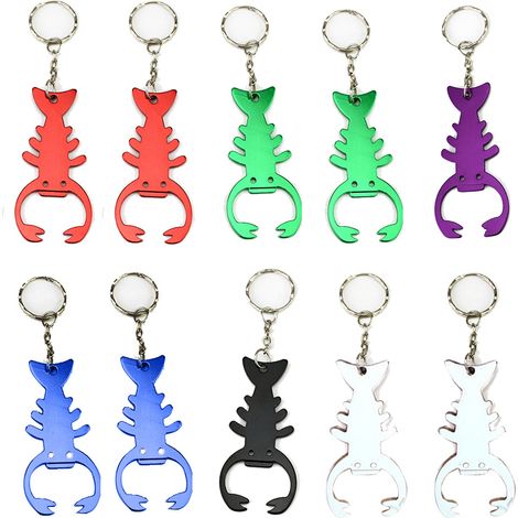 Lot de 10 ouvre-bouteilles homard, aluminium anodisé, compact, porte-clés, cuisine marine (1/5)