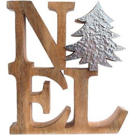 Décoration de Noël message à poser en bois petit modèle ICE