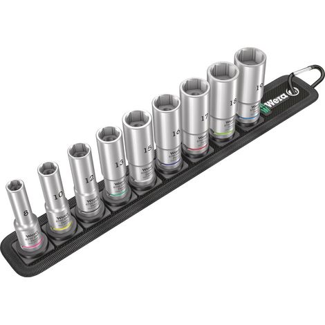 Set mit 9 Zyklop-Deep-Steckschlüsseleinsätz 3/8" WERA Belt B Deep 1
