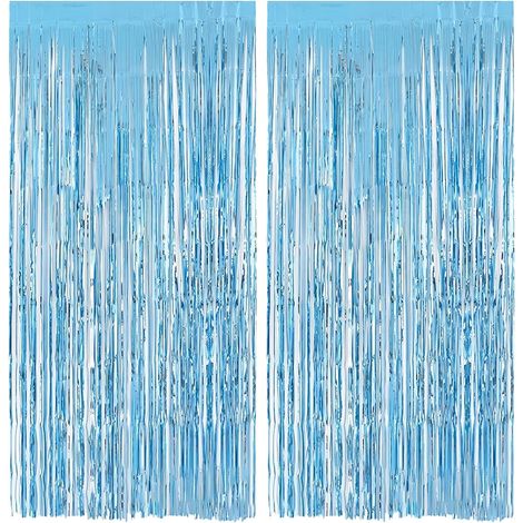 2 pièces Rideau Métallique,1m x 2m,Bleu,Franges en Aluminium,Décoration Fête,Mariage,Anniversaire (1/5)