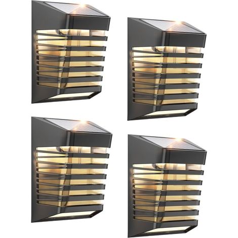 RHG Lumiere Solaire Exterieur-4 Pack, Lampe Solaire Exterieur Jardin, 2 Modes IP54 Etanche Eclairage Exterieur Solaire pour Jardin, Clôture, Patio, Escalier, Mur, Marche (1/4)