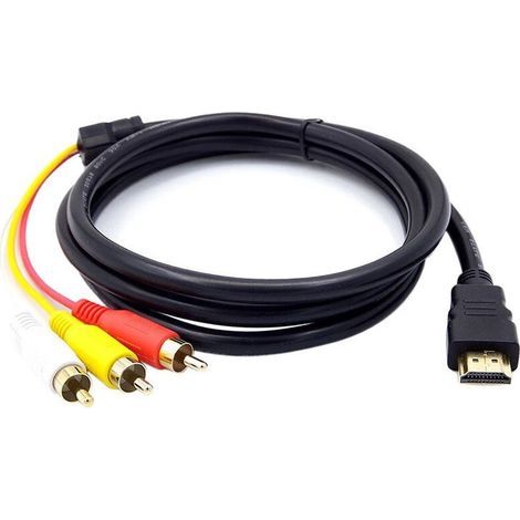 Câble TV HDMI vers RCA, HDMI mâle vers 3 RCA AV Audio Video Converter câble adaptateur cordon, 1.5M 5Ft HD 1080P… (1/5)