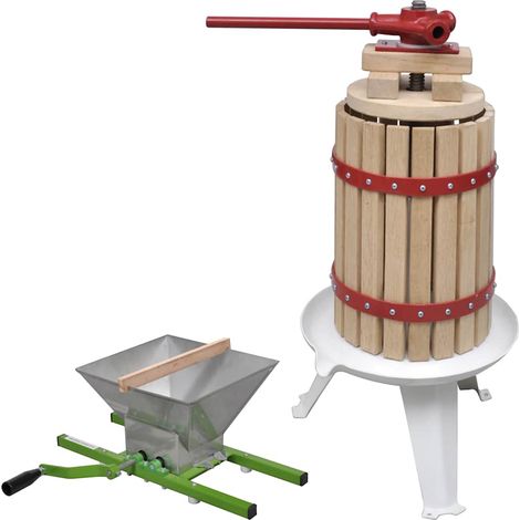 vidaXL Conjunto de prensa y trituradora de frutas y vinos 2 piezas (1/4)