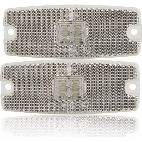 2x Feux de Position Avant Blanc de Remorque LED 10-30V Étanchéité Latérales Feux de Gabarit avec Réflecteur (1/5)