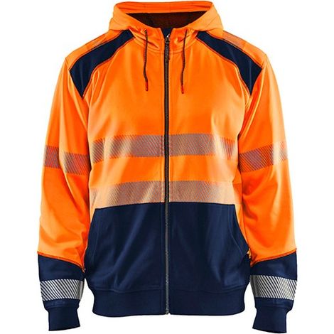 Sweat de travail zippé à capuche haute visibilité 3546 - Orange fluo/Marine XXL (1/2)