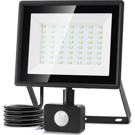 50W LED Floodlight with Motion Sensor, 4300LM Ultra-Thin Outdoor LED Spotlight with Sensor, Cool White 6500K, IP65 Waterproof Security Light for Garden, Patio, Courtyard, Driveway (1/5)