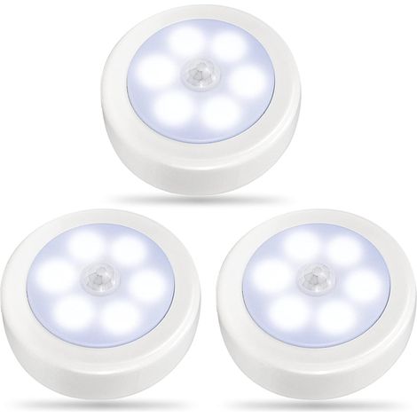 Lot de 3 lampes LED d'intérieur à détecteur de mouvement, veilleuses pour placard