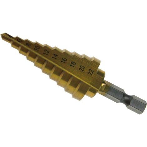 Perceuse étagère conique HSS 4-22mm titane hexagonale, foret 4241 pour tôle métallique, coupeur de trous, outil de perçage multi-diamètres. (1/3)