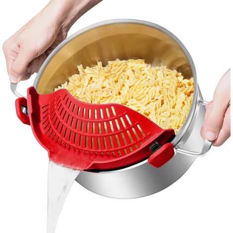 Pinza coladora universal para utensilios de cocina - Familiar - Tazón colador de silicona - Colador de pasta - Cesta de drenaje de cocina - Todo tipo de utensilios de cocina (1/5)