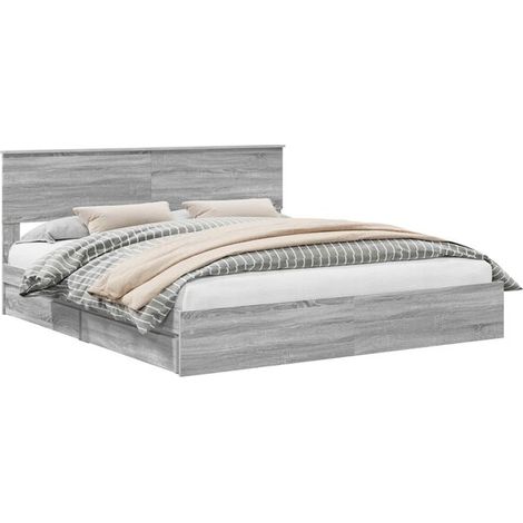 Lit coffre Sonoma gris 200 x 200 cm en bois d'ingénierie (1/5)