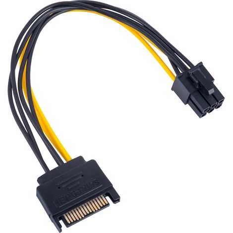 Adaptador Akyga AK-CA-30 SATA/PCI-E de 6 pines para tarjeta gráfica con cable macho/hembra de 15 cm. (1/3)