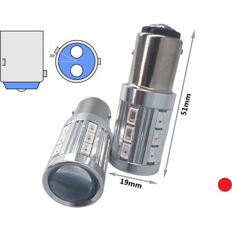 Lampada Led BAW15d PR21/5W Rosso 12V 24V 21/5W Compatibile Osram 7538LDR 21 Smd 5730 Con Lente Ingrandimento (1/3)