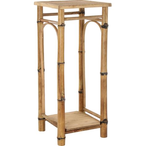 Table d'appoint rotin style épuré avec rangement - Beige naturel (1/5)