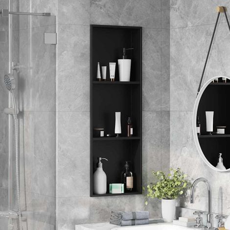 Shower Niche Black 90 x 30 x 9.5 cm Stainless Steel vidaXL (1/5)