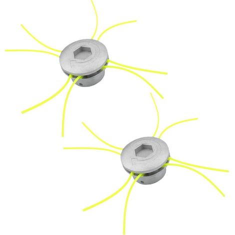 Tete de Coupe Debroussailleuse, 2 pièces Aluminium Fils Tête Coupe-Bordure, 8 Lignes Tête Coupe-Bordure, Tete Debroussailleuse Universelle pour Jardin Accessoires de Tête de Tondeuse à Gazon
