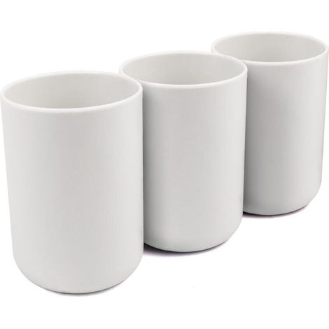 Ensemble de salle de bain 3 pièces, gobelet et porte-brosse à dents de couleur unie (blanc) (1/4)