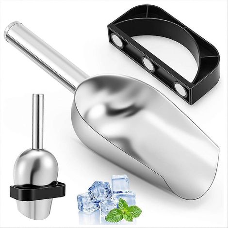 Glaçons scoop avec magnétique scoop support pour opal 2.0 glaçons makers 9 inch acier inoxydable argent scooper (1/5)