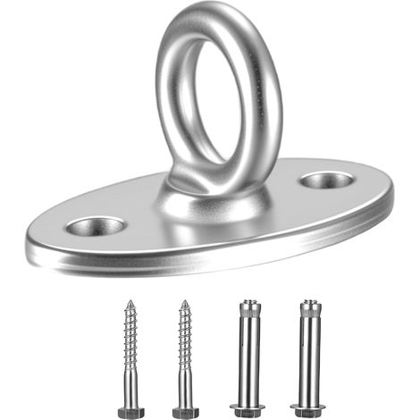 Crochet de Plafond Charge Lourde, M8 Pontet Inox, Platines à Œil Oeillet Inox, Plaque à Oeillets en Acier Inoxydable, Support de Plafond pour Hamac de Chaise Sac de Frappe Boxe Balançoire(500 kg)