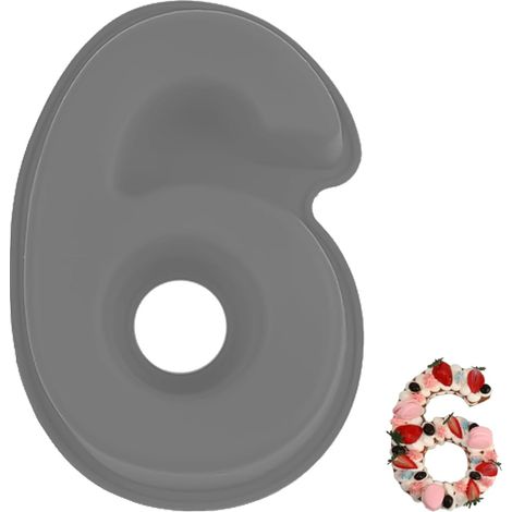 Moule à Gâteau Number 6, Moules Chiffre Cake, Grands 3D en Silicone, Forme Spécifique de Convient pour Anniversaires, Fêtes (Gris) Gris 6