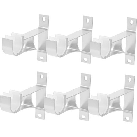 Soportes para barra de cortina de alta resistencia de 6 piezas, montaje en pared, preperforados, barra de cortina gruesa para cortinas pesadas, adecuados para sala de estar, dormitorio, oficina. (1/4)