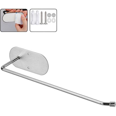YBBH-1 pièce Porte-rouleau de papier en acier inoxydable sans perçage, support pour papier cuisine et salle de bain, disponible en 2 tailles, argent brossé /noir mat laqué,27CM