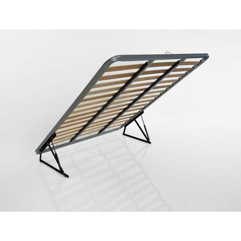 Rete per Letto Contenitore a Doghe Matrimoniale 160x190 cm con 2 Ferma Materasso e Maniglia