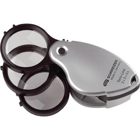 SCHWEIZER Loupe à enfoncer Tech-Line Vergr. 3x+3x+3x=9x Lentille-D.38mm - 53350