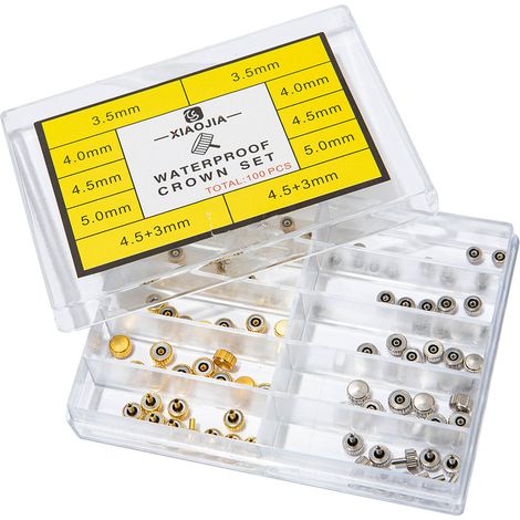 100 stainless steel quartz watch crowns, watch accessories, screw-in time-setting crown.--DTEKGAZ