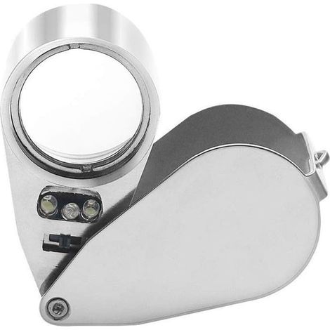 40X Loupe Bijoutier Loupe de Poche Pliable Loupe Éclairante avec Lumière LED et UV Lampe, convient pour lecture étude journal (1/5)